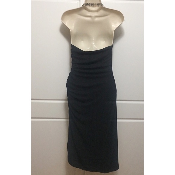 David Meister Black Ruched Halter Dress - Picture 4 of 9